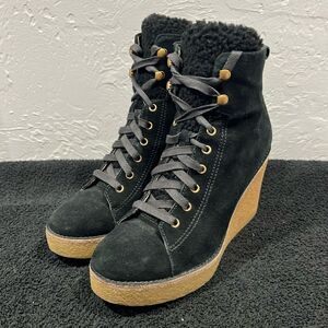 🔥🔥 UGG KIERNAN BLACK SUEDE SHEEPSKIN WEDGE ANKLE BOOTS Women Sz 9 - PERFECT